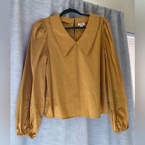 ana yellow long sleeve collared blouse